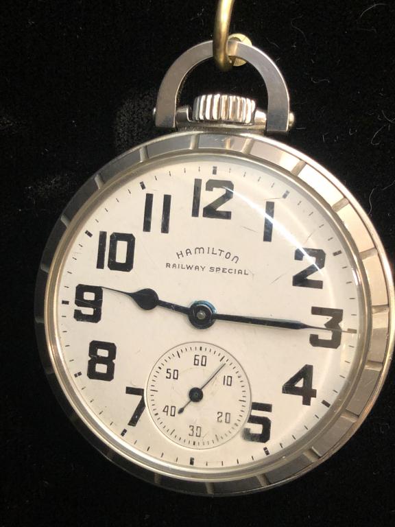 Hamilton Railway Special Pocket Watch: Hamilton "Railway Special" railroad pocket watch. 21 Jewels. Running. ESTATE OF PHILIP GRECO JR. STERLING ASSOCIATES STRIVES TO PROVIDE ACCURATE, OBJECTIVE, & FAIR INFORMATION ON ALL LOTS. WE WILL BE 