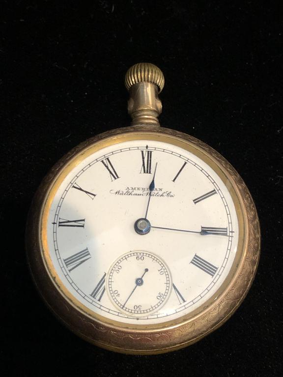 American Waltham Watch Co. Pocket Watch: American Waltham Watch Co. railroad pocket watch. 15 Jewels. Running. ESTATE OF PHILIP GRECO JR. STERLING ASSOCIATES STRIVES TO PROVIDE ACCURATE, OBJECTIVE, & FAIR INFORMATION ON ALL LOTS. WE WILL BE