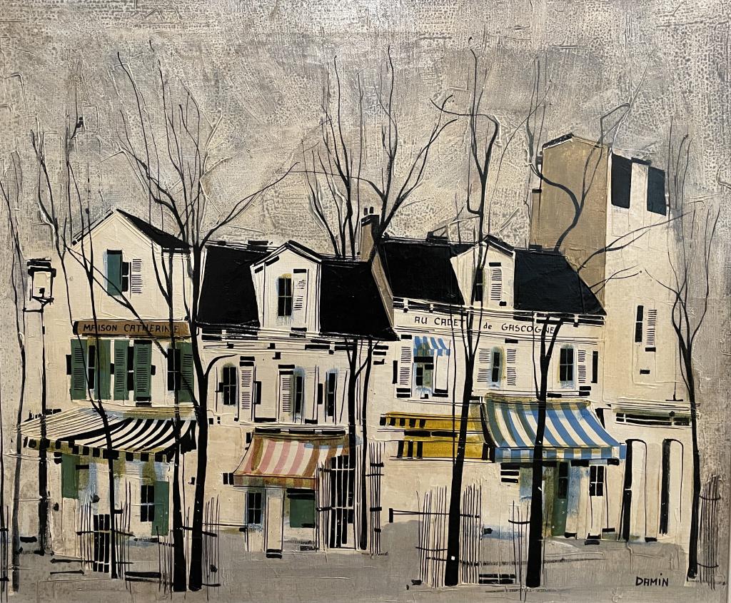 Georges Damin (Born 1942) France: Oil on canvas. " Au cadet de Gascogne " 28.5" x 24.5” framed.