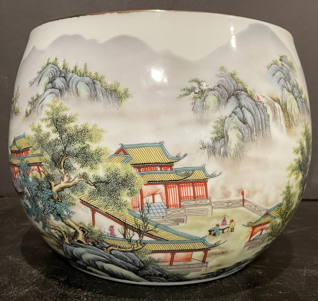 Chinese Artist Signed Porcelain Planter (1 of 6)