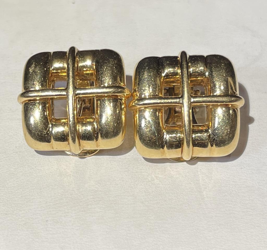 Tiffany 18K Square Buckle Form Earrings (1 of 4)