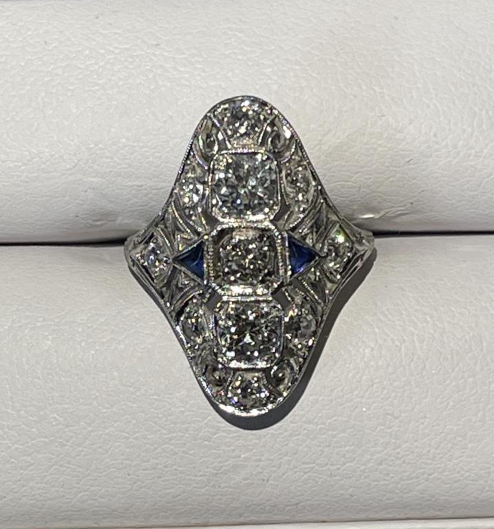 Diamond and Sapphire Art Deco Ring (1 of 6)