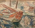 Mid-Century Watercolor Sailboat Signed