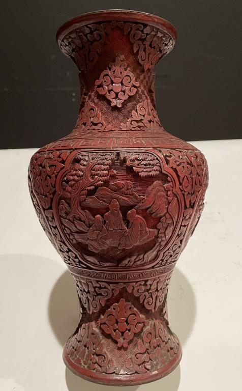 Chinese Red Lacquer Cinnabar Vase (1 of 9)