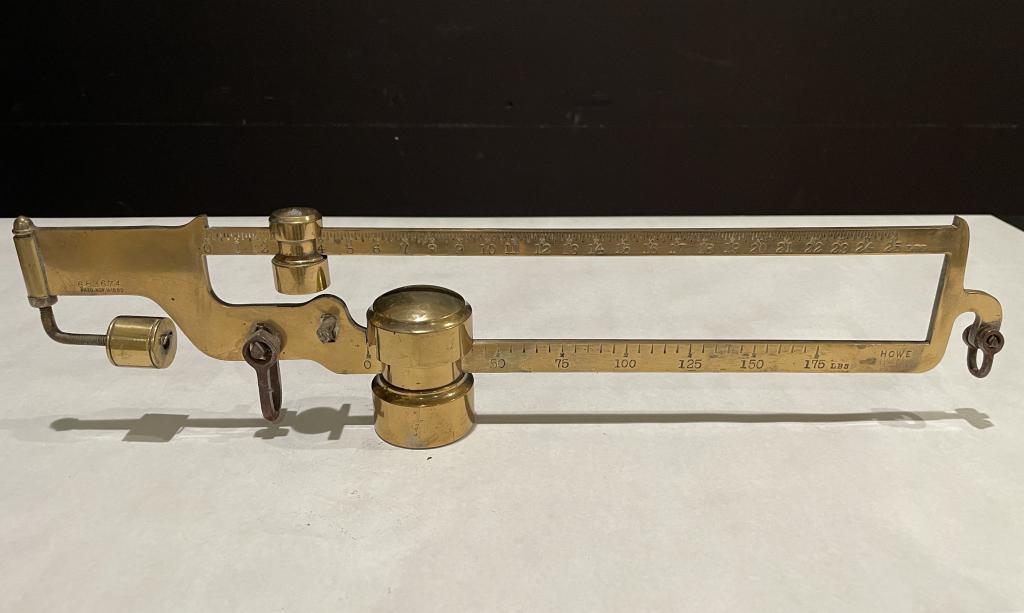 Brass Scale Top By Howe Howe brass balance weight scale. 21" L STERLING ASSOCIATES STRIVES TO (1 of 3)