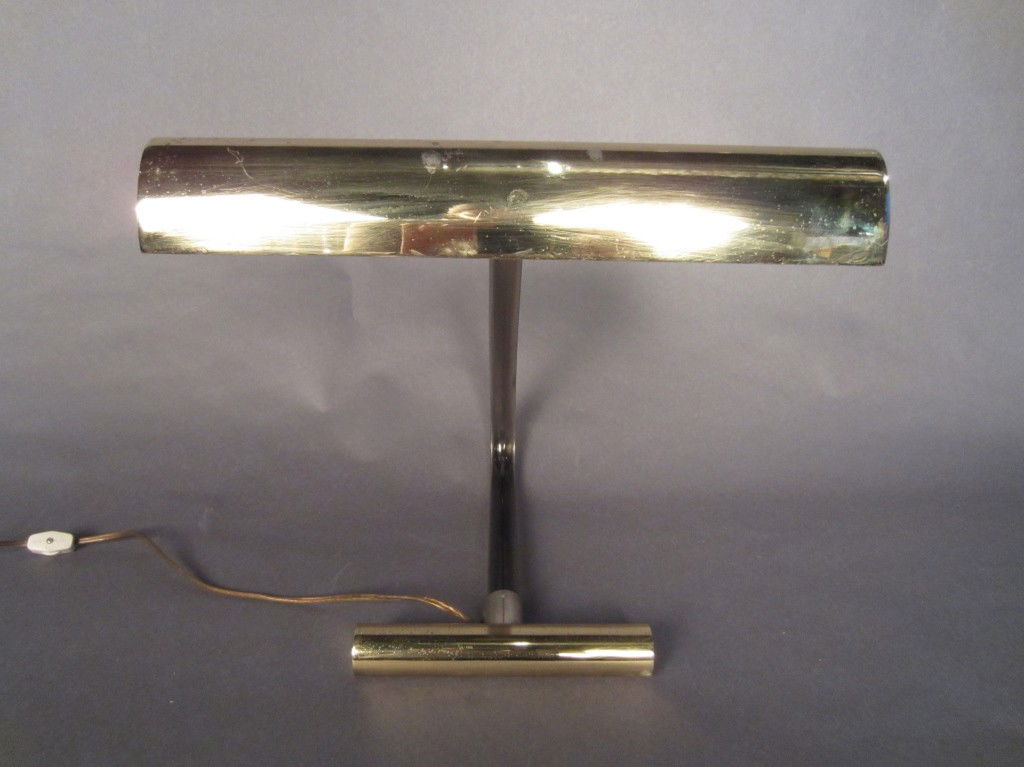 Modern Kovacs student lamp: Modern George Kovacs lucite and brass student lamp, Kovacs label 14"T, 14"L, 12"W