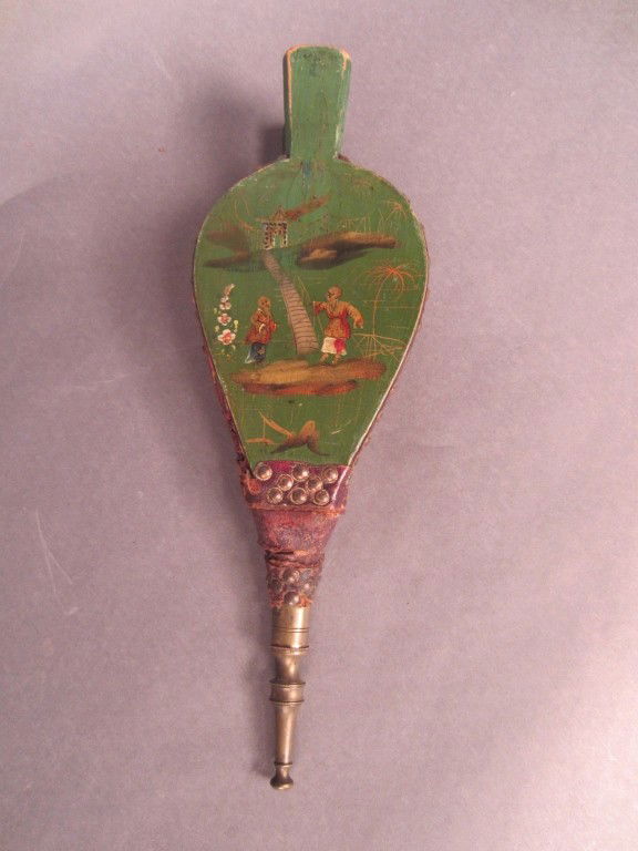 Chinoiserie bellows: Chinoiserie hand painted bellows age appropriate wear, non working 13 1/4"L, 4"W