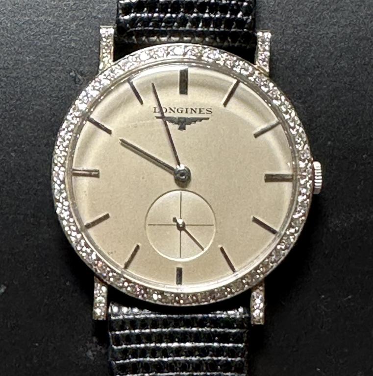 Longines 18K White Gold and Diamond Men"s Watch Longines men's manuel wind 18k white gold watch with (1 of 4)