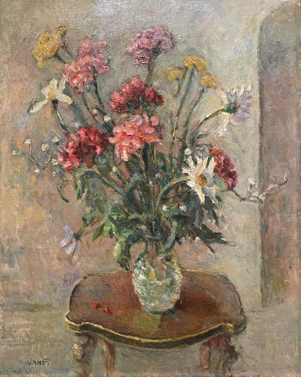 Painting, Signed Floral Still Life Fine qualitiy floral still with vase and french style table. Oil (1 of 4)
