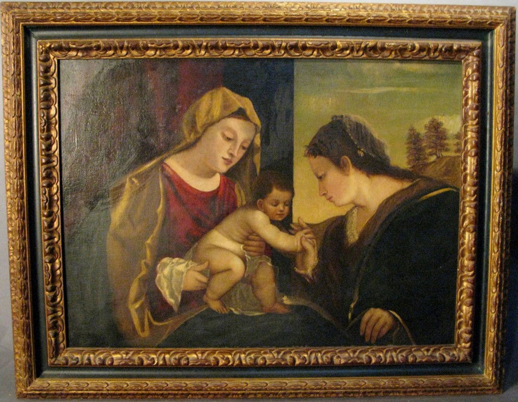 Madonna and child, 17th century old master O": Madonna and child 17th century old master O/C Image size: Height 26 1/4", Width 36 1/4"