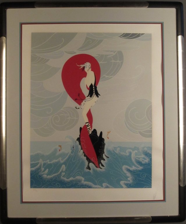 Romain "ERTE" de Tirtoff (1892–1990): Ertes, Romain de Tirtoff (1892–1990) Russian-born French artist "Stranded" serigraph Signed & numbered: Erte, 157/300 Image Size: Height: 25 3/4", Width: 20 1/4"