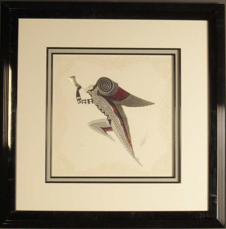 Romain "ERTE" de Tirtoff (1892–1990): Romain "ERTE" de Tirtoff (1892–1990) Russian-born French artist "Zephyr" serigraph Signed and numbered: Erte, 219/ 300 Image size: Height: 12", Width: 12"