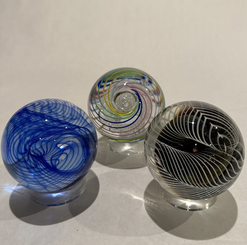 Collection Of 3 Signed Art Glass Paperweights (1 of 10)
