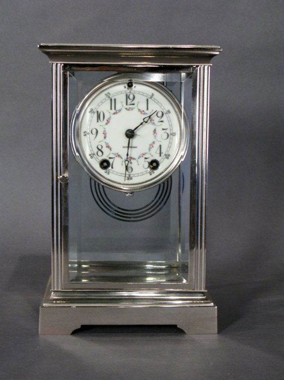 Seth Thomas Glass Regulator: Seth Thomas glass regulator Nickel over bronze and glass regulator height 10 7/8", width 6 3/4"