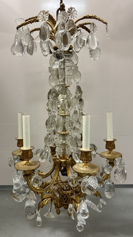 Gilt Bronze And Crystal Chandelier French circa 1900 basket form Louis XVI style gilt bronze (1 of 5)