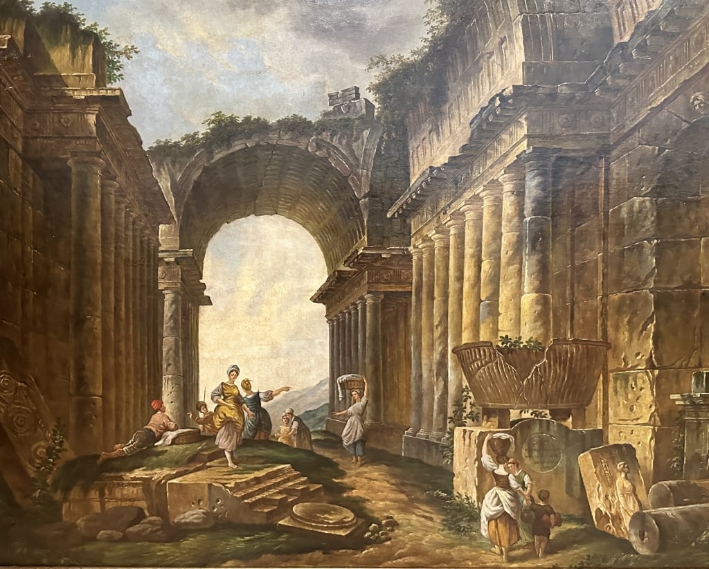 Painting O/C Ruins With Women And Children 18/19th century Italian O/C riuns with women and (1 of 8)