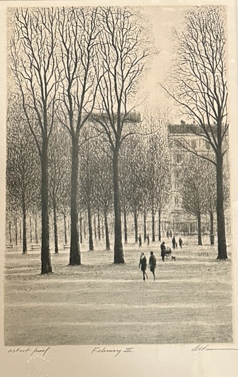French Etching Luxembourg Garden Harold Altman (1924-2003) American. AP Luxembourg Gardens. Signed. (1 of 6)