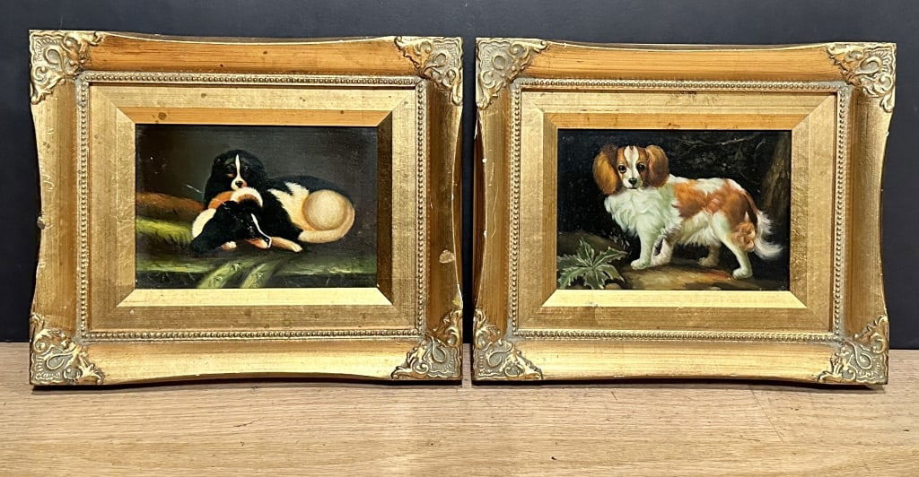 2 Paintings of Dogs By Robert Grace 2 paintings of dogs. O/B. Robert Grace. Artist label. 9.25" x (1 of 5)