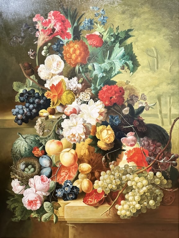 Painting O/C Large Fruit  And Floral Still Life Painting O/C large fruit and flower still life on (1 of 5)