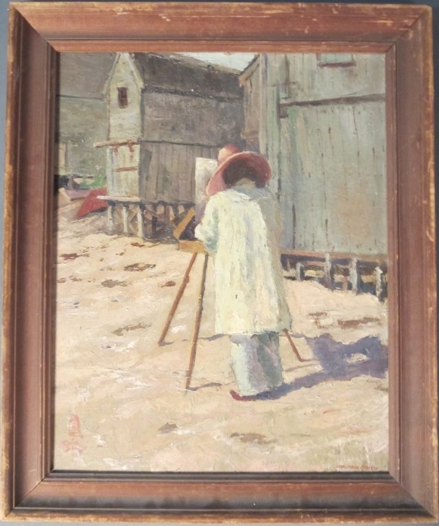 O/B Woman Painter, circa 1942: William Chalmers Agnew stamped on bottom right side Image Size: Height: 19 1/4", Width: 15 1/4"