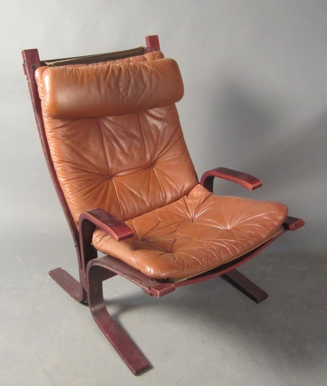 Danish Modern Brown Leather & Bent Wood Chair Oct 24, 2012 Sterling
