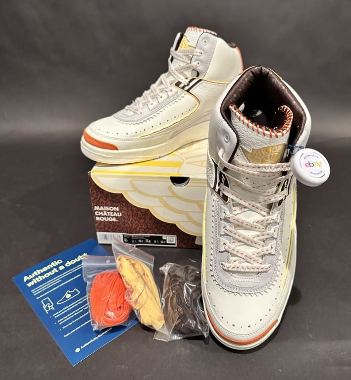 Nike Air Jordan 2 Retro Maison Chateau Rouge: Sail/Citron Pulse-Orange Release date 2022 Size 10 New in box Ebay Cert. Replacement laces w/cardboard inserts STERLING ASSOCIATES STRIVES TO PROVIDE ACCURATE, OBJECTIVE, & FAIR INFORMATION ON ALL LOT