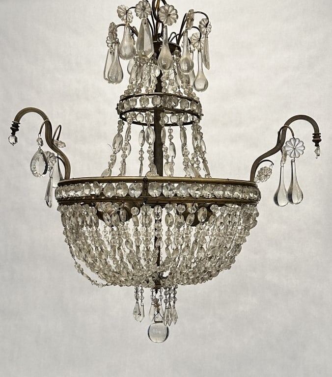 Antique Bronze And Cut Glass Chandelier (1 of 4)