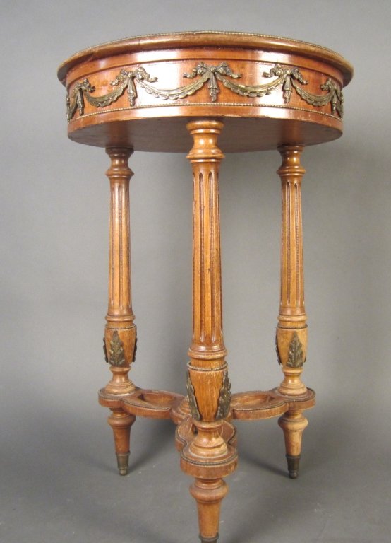 Louis XVI Style Marble Top Occasional Table: Marble top bronze mounted occasional table, Louis XVI style. Late 20th Century. Some damages. Height: 30", Width: 19 /2"