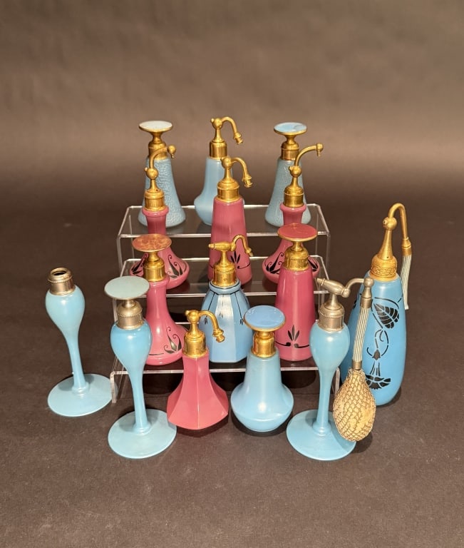 Collection Of 15 DeVilbiss Perfumes And Atomizers: Tallest 7.25". The Estate of the late Judy Boyd, New Jersey.STERLING ASSOCIATES STRIVES TO PROVIDE ACCURATE, OBJECTIVE, & FAIR INFORMATION ON ALL LOTS. WE WILL BE HAPPY TO ANSWER ANY QUESTIONS AND PRO
