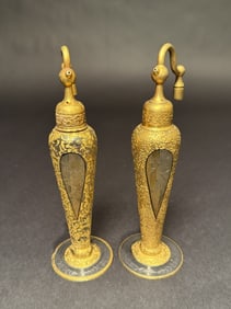 2 DeVilbiss Wheel Cut And Gilt Atomizers