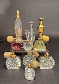 Collection Of 10 DeVilbiss Perfumes And Atomizers