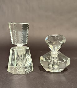 2 Art Deco Large Heavy Cut Glass Perfumes