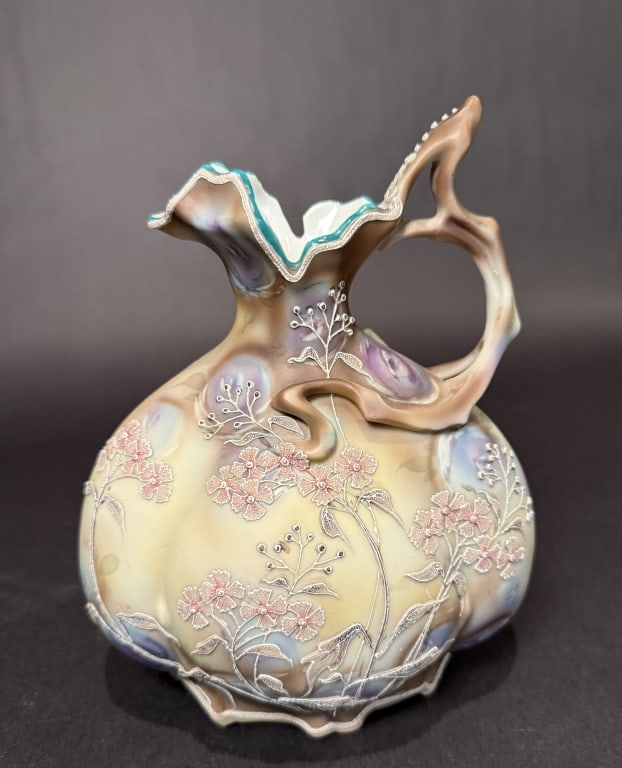 Nippon Moriaga Pitcher: Height 9.5". The Estate of the late Judy Boyd, New Jersey.STERLING ASSOCIATES STRIVES TO PROVIDE ACCURATE, OBJECTIVE, & FAIR INFORMATION ON ALL LOTS. WE WILL BE HAPPY TO ANSWER ANY QUESTIONS AND PROVI