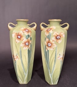 Pair Of Nippon Royal Kinjo Art Nouveau Vases
