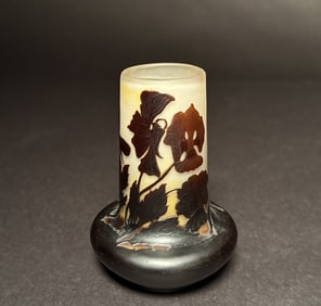 Gallé Cameo Glass Floral Cabinet Vase