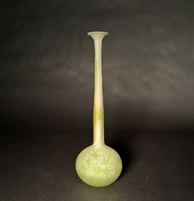 Gallé Cameo Glass Bud Vas With Thistles