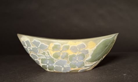 Gallé Art Nouveau Cameo Glass Boat Shape Dish