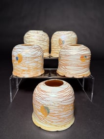 Set Of 5 Quezal Threaded Hearts And Vine Shades