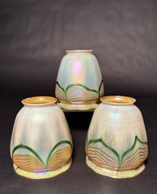 Set Of 3 Quezal Pulled Feather Shades