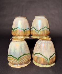 Set Of 4 Quezal Pulled Feather Shades