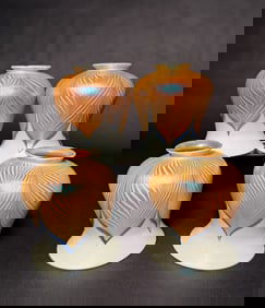 Set Of 4 Steuben Pulled Feather Shades