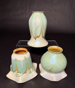 Collection Of 3 Quezal Pulled Feather Shades