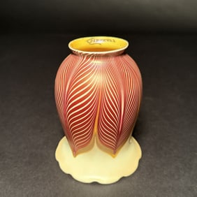Quezal Selenium Red Pulled Feather Shade