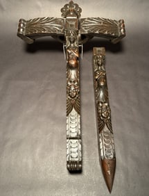 Figural Carved Vampire Hunter Hammer And Stake