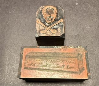 Two Antique Copper Faced Letterpress Items