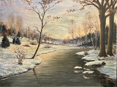 European School Winterscape 19th/20th Century O/C