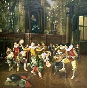 Large Italian Interior Scene O/C