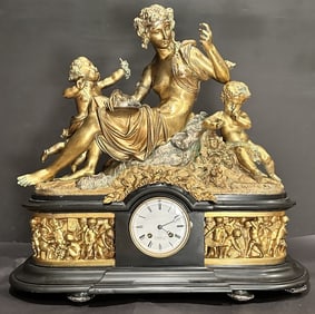 French 19th Century Figural Gilt Bronze Clock