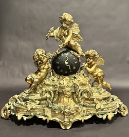 French 19th Century Figural Gilt Bronze Clock
