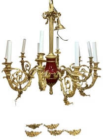 Gilt Bronze And Painted Chandelier